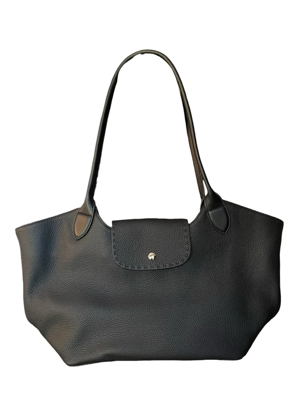 MOORILOOM Black Pebbled Genuine Leather Tote Bag Minimalist Roomy
